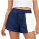 Navy Blue & White Color-Block Shorts with Elastic Waist